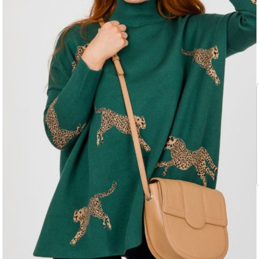 Entro On The Prowl Mock Neck Sweater Cheetah Print